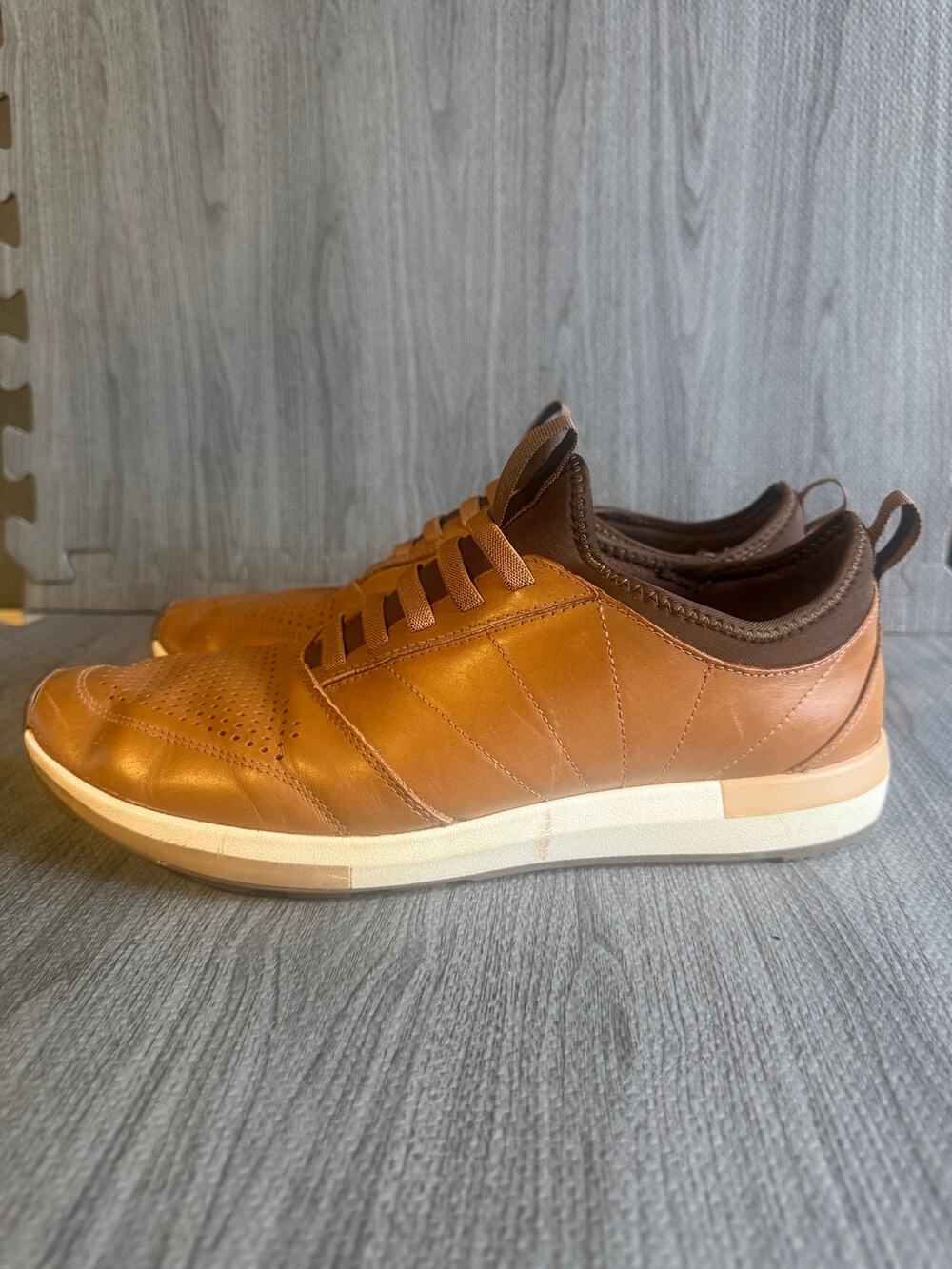 Vionic Mens Trent Sneaker Brown Leather Size 10.5 Comfort Casual Shoes